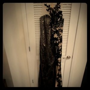 Formal, Sequined, Black, Long Dress